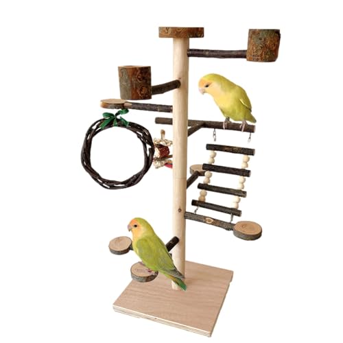 Vogelspielplatz Papagei Spielständer, Naturholz Vogelstangen Ständer, Naturholz Vogelspielplatz Papagei Sitzstange, Vogelspielplatz Training Holz Ständer Sitzstange für Nymphensittiche, Lovebird, von Ghjkldha