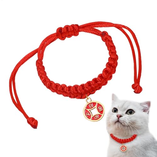 Woven Pet Collar | Woven Cat Collar | Woven Dog Collar | Year of The Snake Kitten Scarf | Red Puppy Neck Collar Decor Pet Collar Cat Collar Adjustable for Cats Puppy Small Dogs von Ghjkldha