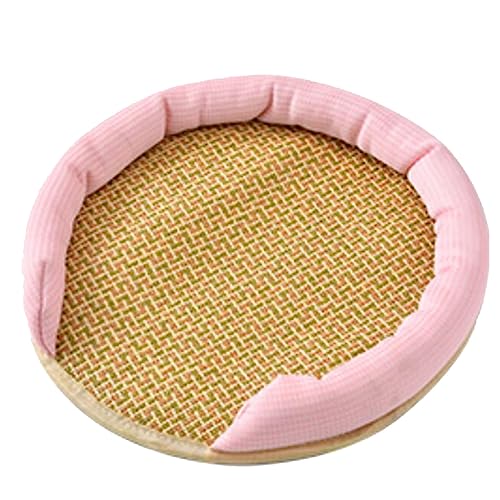 Ghzste Kühlmatte Katzen und Hunde, Selbstkühlende Sitze, Wasserdicht, den Sommer, Handgewebt, Katzen, Kühles Rattan-Pad den Innenbereich (Rosa) von Ghzste