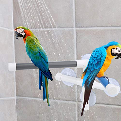 Ghzste PVC-Vogelbad, Dusche, Badestange, Ständer mit Saugnapf Papageienaras von Ghzste