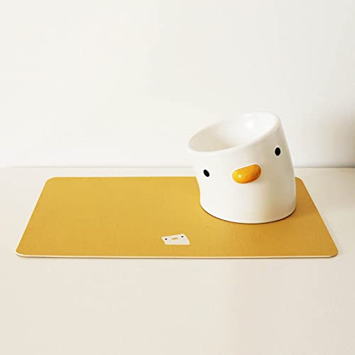 Hühnchen -PU -Placemat, ölprobte Haustierschüsselmatte, Anti -Slip -Katze und Hundeschalenpolster für Kleine Hunde und Katzen, aus Leder und PU mit Litschi -Muster Vorne und von Ghzste