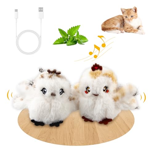 GiGwi Flapping Cat Toys Pack, Pair-Mate Birds Cat Toys for Indoor Cats, Interactive Chirping Toys, Rechargeable KittenToy Catnip for Exercise, Touch Activated Toys with Feather Tail, 2 Pcs von GiGwi