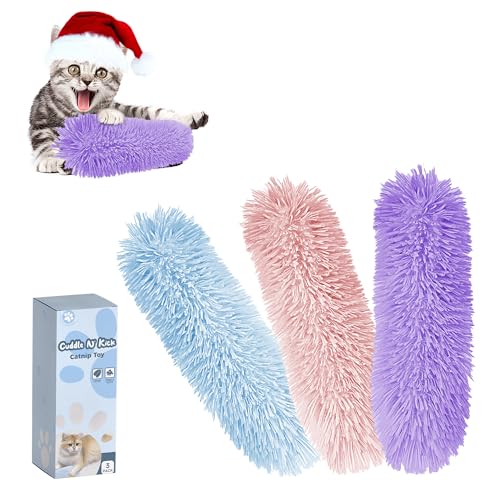 Gigwi CatnipToys für Indoor-Katzen, Katzenplüschkissen, interaktives Katzen-Kicker-Spielzeug mit Knistergeräusch, Katzen- oder Kätzchen-Kauspielzeug, 3er-Set von GiGwi