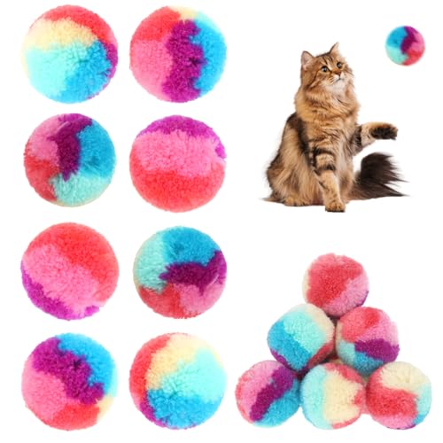 Giantree 30 Stück Katzenspielzeug Bälle, 3cm Weihnachts Katzenball Plüsch Balle Interaktives Katzenspielzeug Bunte Plüsch Katzen Ball Wuschelball Kratzkugel für Katzen von Giantree