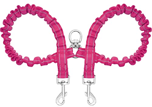 Giecooh Doppelte Hundeleine, reflektierend, kein Verheddern, für 2 Hunde, doppelte Hundetrainingsleine für kleine, mittelgroße und große Hunde (13,6–45,4 kg, Hot Pink) von Giecooh