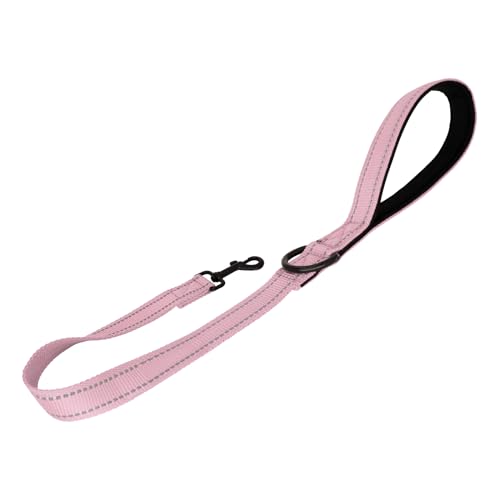 Giecooh Kurze Hundeleine, reflektierende Verkehrsleine mit gepolstertem Griff, 60 cm, Nylon, Trainingsleinen für kleine Meidum große Hunde, Rosa von Giecooh