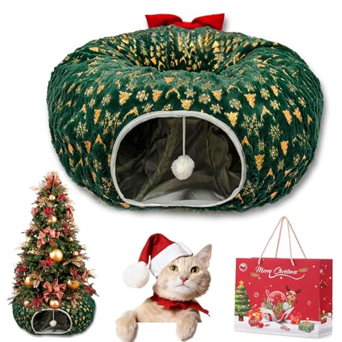 Cat Christmas Tree, Christmas Cat Tunnel, Cat Tunnel Bed Under Christmas Tree, Christmas Tree Cat Tunnel, Foldable Multi-Functional Cat Tunnel, Suitable for Medium and Small Cats (D) von Gienslru