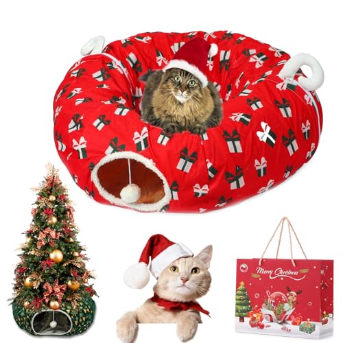 Cat Christmas Tree, Christmas Cat Tunnel, Cat Tunnel Bed Under Christmas Tree, Christmas Tree Cat Tunnel, Foldable Multi-Functional Cat Tunnel, Suitable for Medium and Small Cats (E) von Gienslru