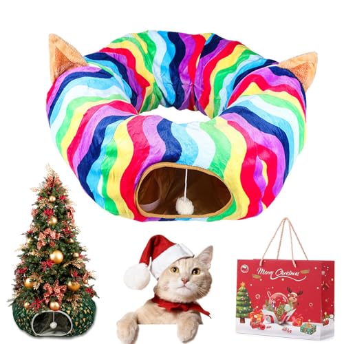 Cat Christmas Tree, Christmas Cat Tunnel, Cat Tunnel Bed Under Christmas Tree, Christmas Tree Cat Tunnel, Foldable Multi-Functional Cat Tunnel, Suitable for Medium and Small Cats (G) von Gienslru