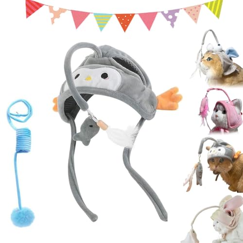 Cat Hat Wearable Cat Tree, Head Mounted Cat Toy, Katze Hut Tragbare Katze Baum, Angler Fisch Katze Hut, Tragbarer Katzenhut für Katzenbaum, verstellbare Katzenkopfbedeckung für drinnen Katze (B) von Gienslru