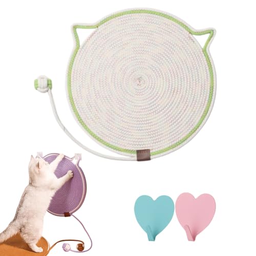 Cat Scratching Pad Cotton Rope Cat Pad, Cat Scratching Mat Dual Scratching Pad, Dual Scratching Pad for Cats, Large Size Cat Bed Natural Cotton Rope Cat Scratching Pad with Cat Toy (B, 43cm) von Gienslru