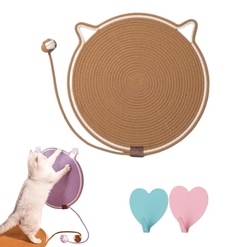 Cat Scratching Pad Cotton Rope Cat Pad, Cat Scratching Mat Dual Scratching Pad, Dual Scratching Pad for Cats, Large Size Cat Bed Natural Cotton Rope Cat Scratching Pad with Cat Toy (C, 43cm) von Gienslru