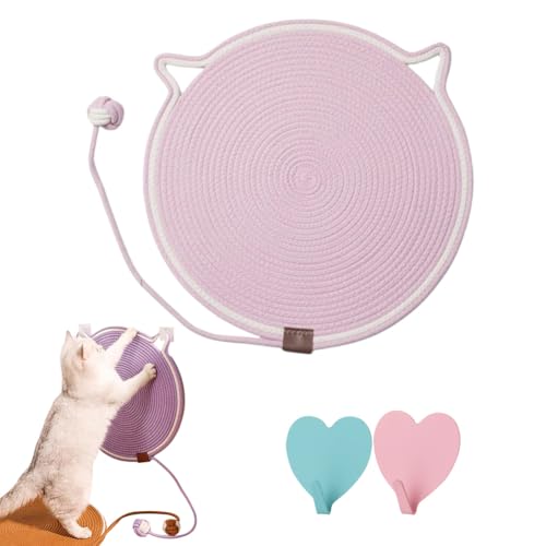 Cat Scratching Pad Cotton Rope Cat Pad, Cat Scratching Mat Dual Scratching Pad, Dual Scratching Pad for Cats, Large Size Cat Bed Natural Cotton Rope Cat Scratching Pad with Cat Toy (F, 43cm) von Gienslru