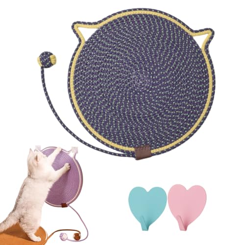 Cat Scratching Pad Cotton Rope Cat Pad, Cat Scratching Mat Dual Scratching Pad, Dual Scratching Pad for Cats, Large Size Cat Bed Natural Cotton Rope Cat Scratching Pad with Cat Toy (G, 43cm) von Gienslru