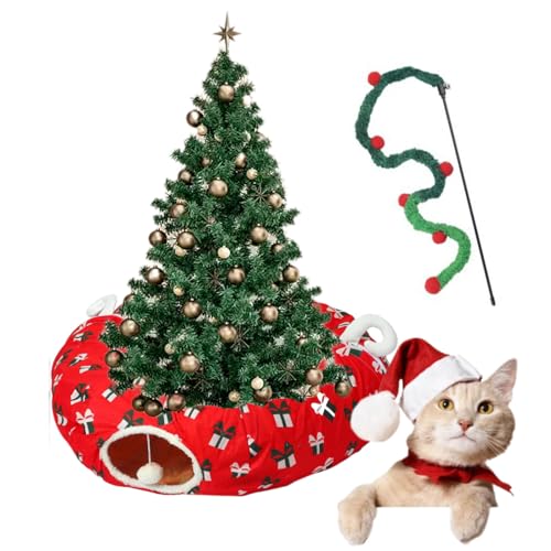 Cat Tunnel Christmas Tree Skirt, Christmas Tree Cat Tunnel, Cat Tunnel Tree Skirt, Cat Tunnel Bed Under Christmas Tree, Cat Tunnel Suitable for Large, Medium and Small Cats (B) von Gienslru