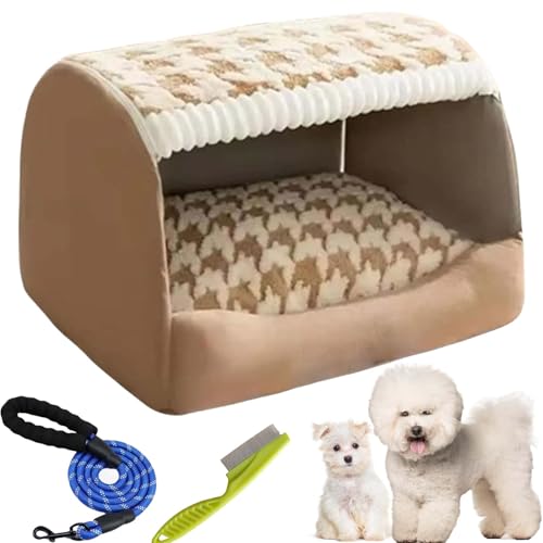 Doggocomfy Cozy Dog House, Doggo Comfycozy House Dog Bed, Cozy Dog House Indoor with Pillow, Inside Dog House with Removable Cushion, Foldable Warm Kennel for Medium and Large Size Dogs (3XL,Brown) von Gienslru