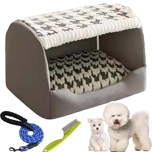 Doggocomfy Cozy Dog House, Doggo Comfycozy House Dog Bed, Cozy Dog House Indoor with Pillow, Inside Dog House with Removable Cushion, Foldable Warm Kennel for Medium and Large Size Dogs (M,Grey) von Gienslru