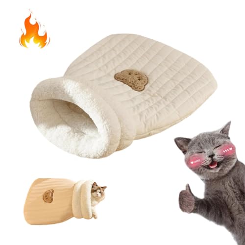 Gienslru Katzenschlafsack, Katzen Schlafsack, Schlafsack Katze, Zum Schlafen 360° Warmer Halbgeschlossener Katzenschlafsack Mit Höhle, Warmes Katzenbett Für Den Winter Gemütliches Katzen (Weiß, L) von Gienslru