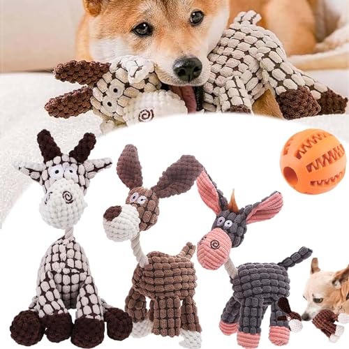 Gienslru PetsBoro BiteBuddy, Shirem Bitebuddy, Plush Toy for Aggressive Chewers, Stuffed Animal Plush Chew Toys with Squeakers, for Small Medium Dogs (3pcs) von Gienslru