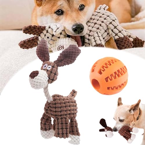 Gienslru PetsBoro BiteBuddy, Shirem Bitebuddy, Plush Toy for Aggressive Chewers, Stuffed Animal Plush Chew Toys with Squeakers, for Small Medium Dogs (Brown) von Gienslru