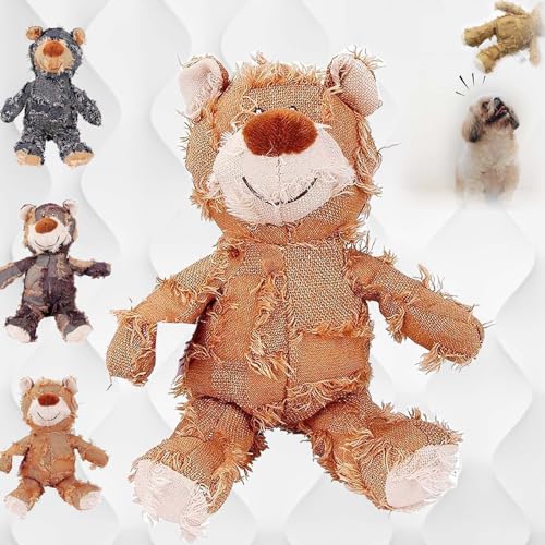 Gienslru Petsboro Robust Bear, Petsboro Bear, Indestructible Robust Bear Dog Toy, Beggar Bear Cat and Dog Toys That Can Make Sounds and Cute Woolen Dolls (Brown,L) von Gienslru