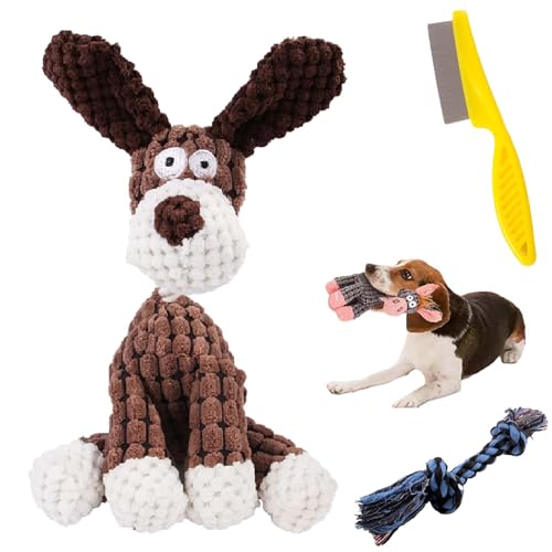 Gienslru Petsrook™ Premium Plush Toy, Petsrook Dog Toy, Squeaky Plush Dog Toys Pack for Puppy, Cute Soft Dog Toys for Teeth Cleaning, for Small Medium Dogs (Brown) von Gienslru