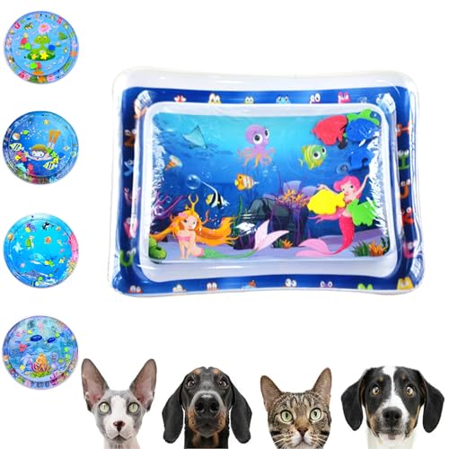 Gienslru Wasserspielmatte für Katzen, Katzen Spielmatte Wasser, Summer Cat Water Mat, Katzen Wassermatte, Wassermatte Für Katzen, Sensorische Wassermatte Katze, Aqua Miez Katzenmatte (A) von Gienslru