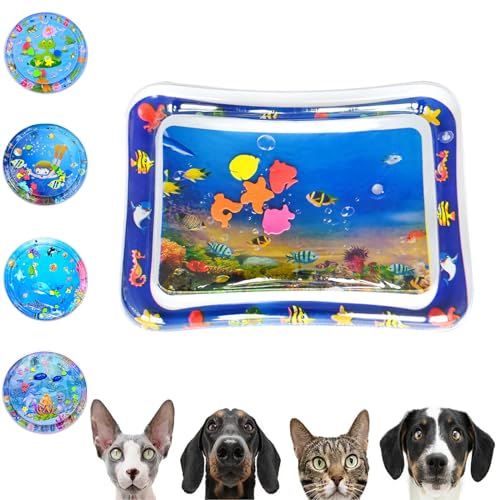 Gienslru Wasserspielmatte für Katzen, Katzen Spielmatte Wasser, Summer Cat Water Mat, Katzen Wassermatte, Wassermatte Für Katzen, Sensorische Wassermatte Katze, Aqua Miez Katzenmatte (D) von Gienslru