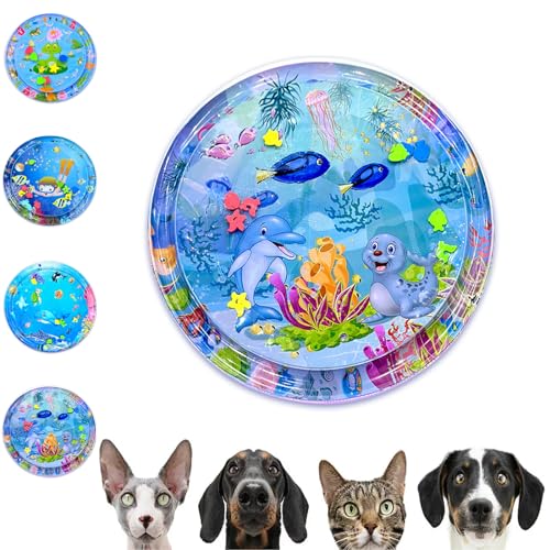 Gienslru Wasserspielmatte für Katzen, Katzen Spielmatte Wasser, Summer Cat Water Mat, Katzen Wassermatte, Wassermatte Für Katzen, Sensorische Wassermatte Katze, Aqua Miez Katzenmatte (G) von Gienslru