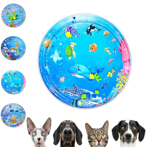 Gienslru Wasserspielmatte für Katzen, Katzen Spielmatte Wasser, Summer Cat Water Mat, Katzen Wassermatte, Wassermatte Für Katzen, Sensorische Wassermatte Katze, Aqua Miez Katzenmatte (H) von Gienslru