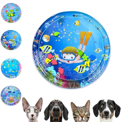 Gienslru Wasserspielmatte für Katzen, Katzen Spielmatte Wasser, Summer Cat Water Mat, Katzen Wassermatte, Wassermatte Für Katzen, Sensorische Wassermatte Katze, Aqua Miez Katzenmatte (K) von Gienslru