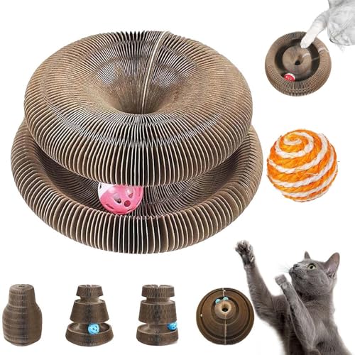 Kitten Curl, Kitten Curl Toy, Kitten Kurls Cat Toy, Interactive Scratch Pad Cat Toy with Toy Bell Ball for Indoor Cat, Magic Organ Cat Scratcher Board (A) von Gienslru