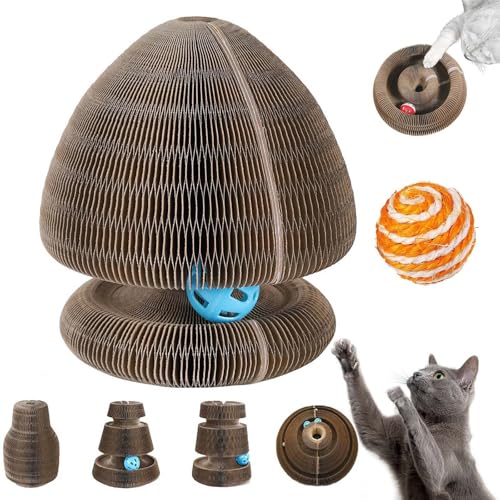 Kitten Curl, Kitten Curl Toy, Kitten Kurls Cat Toy, Interactive Scratch Pad Cat Toy with Toy Bell Ball for Indoor Cat, Magic Organ Cat Scratcher Board (D) von Gienslru