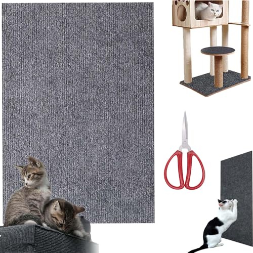 Kratzmatte Selbstklebend, Kratzmatte Zum Kleben, Kratzmatte Für Katzen, DIY Zuschneidbare Selbstklebende Teppich-Katzenmattenunterlage, Teppich-Katzenkratzer-Möbelschutz (Light Gray,11.8*39.4in) von Gienslru