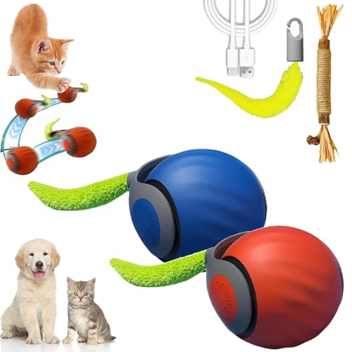 Speedy Tail 2.0, Speedy Tail Cat Toy, Automatic Moving Cat Toy Ball, Interactive Cat Toys for Indoor Cats, USB Rechargeable Smart Cat Toys Ball, Two Speed Adjustment, with Replacement Tail (2 Pcs) von Gienslru