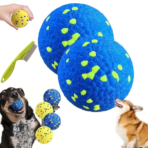 The Mellow Dog Calming Ball, Indestructible Dog Tennis Balls, Durable Bouncy Dog Toy Balls, Dog Balls for Teething, Interactive Dog Toys for Fetch Game (2*Blue) von Gienslru