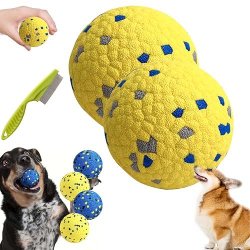 The Mellow Dog Calming Ball, Indestructible Dog Tennis Balls, Durable Bouncy Dog Toy Balls, Dog Balls for Teething, Interactive Dog Toys for Fetch Game (2*Yellow) von Gienslru