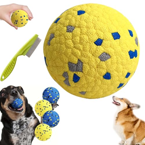 The Mellow Dog Calming Ball, Indestructible Dog Tennis Balls, Durable Bouncy Dog Toy Balls, Dog Balls for Teething, Interactive Dog Toys for Fetch Game (Yellow) von Gienslru