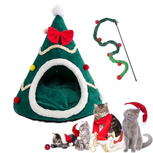 Weihnachts-Haustierbett, Weihnachtskugel-Haustierbetten, Weihnachtsschmuck-Katzenbett, Weihnachtskugel-Haustierbetten für kleine Katzen, mehrere Größen und Stile (Green, L) von Gienslru