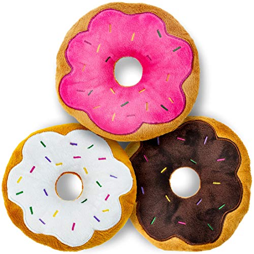 15,2 cm Plüschspielzeug für Haustiere, 3 verschiedene Donuts mit Quietschern, Kauspielzeug für Hunde von Giftable World