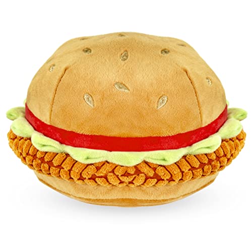 Giftable World 12,7 cm Plüsch-Haustierspielzeug, würziges Huhn-Sandwich mit Quietscher, Kauspielzeug für Hunde von Giftable World