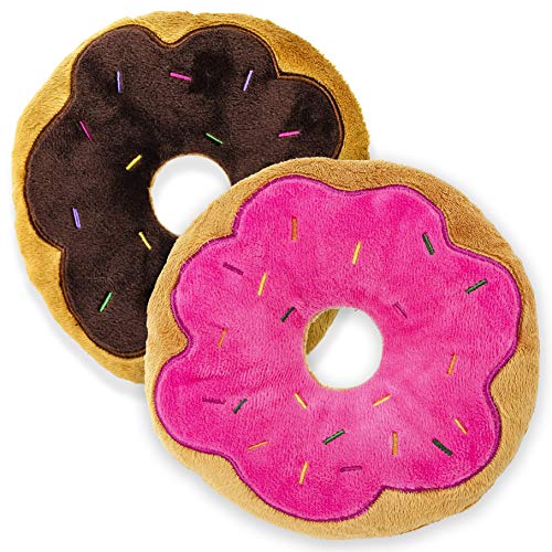 Giftable World 15,2 cm Plüsch-Haustierspielzeug, 2 verschiedene Donuts mit Quietschern, Kauspielzeug für Hunde von Giftable World