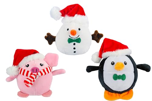 Giftable World Holiday Plush Pet Toy Fun for Christmas Designs with Squeaker Dog Chew Toy (3.5" Christmas Friends w/Squeaker) von Giftable World