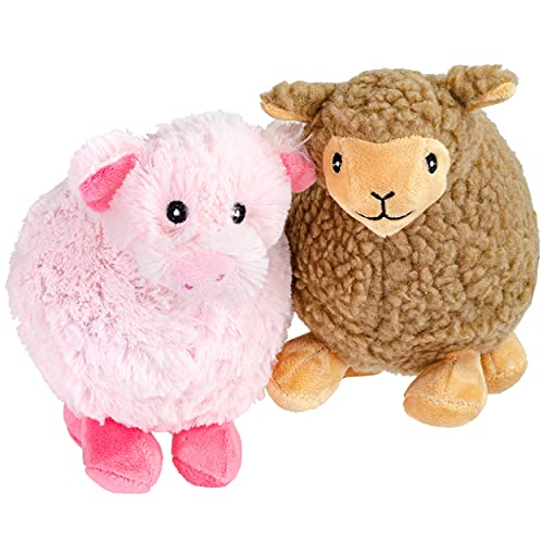 Giftable World Plüsch-Haustier-Spielzeug, 17,8 cm, Baa Baa, Schaf und Ferkel mit Quietschball Sortiment von Giftable World