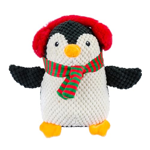 Giftable World Plüsch-Haustier-Spielzeug für Weihnachten, mit Quietschelement, 17,8 cm Tubby-Pinguin mit Ohrenschützern und Quietscher von Giftable World