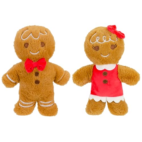 Holiday Plush Pet Toy Fun for Christmas Designs with Squeaker Dog Chew Toy (22,9 cm Lebkuchen-Duo w/Squeaker) von Giftable World