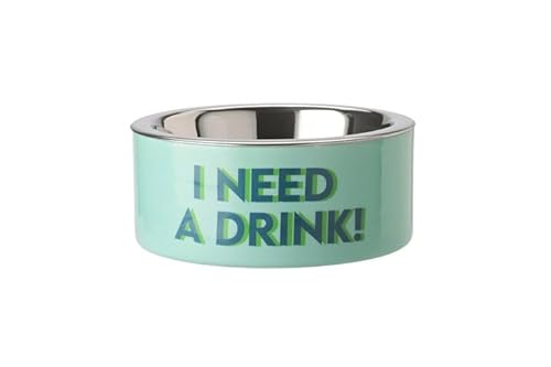 Futternapf Love Pets, Gr. S, I Need a Drink Eisen 17x7x17 cm Mint von Giftcompany