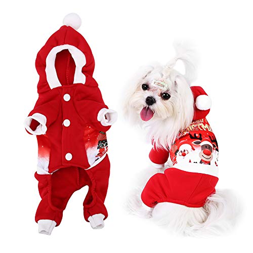 Gigicial Hunde-Weihnachtskostüm, modischer Hunde-Weihnachts-Kapuzenpullover, Warmer Wintermantel für kleine und mittelgroße Hunde, Katzen, Party, Cosplay von Gigicial