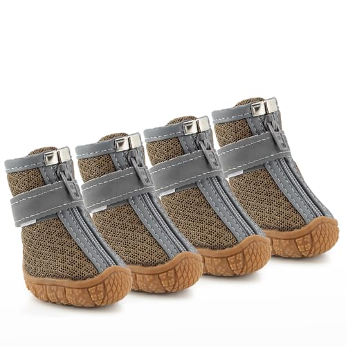 Gigicial Hundeschuhe für kleine Hunde, stilvoll gestaltete atmungsaktive Hundestiefel Welpenklauenschutz für Outdoors Wandern Klettern Walking Camping (4#) von Gigicial