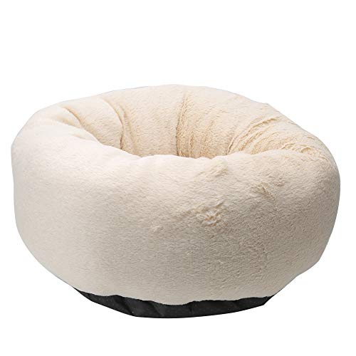 Gigicial Katzenbett, Winter warme Plüsch-Haustierpolsterung beheizte Katze rund gepolstertes Nestzubehör für Kätzchen und Welpen (Light Brown Long Plush) von Gigicial